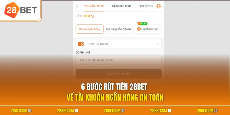 Rút tiền 28BET 2 6 bước rút tiền 28BET về tài khoản ngân hàng an toàn