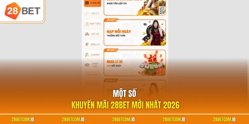 Khuyến mãi 28BET 1 Một số khuyến mãi 28BET mới nhất 2026